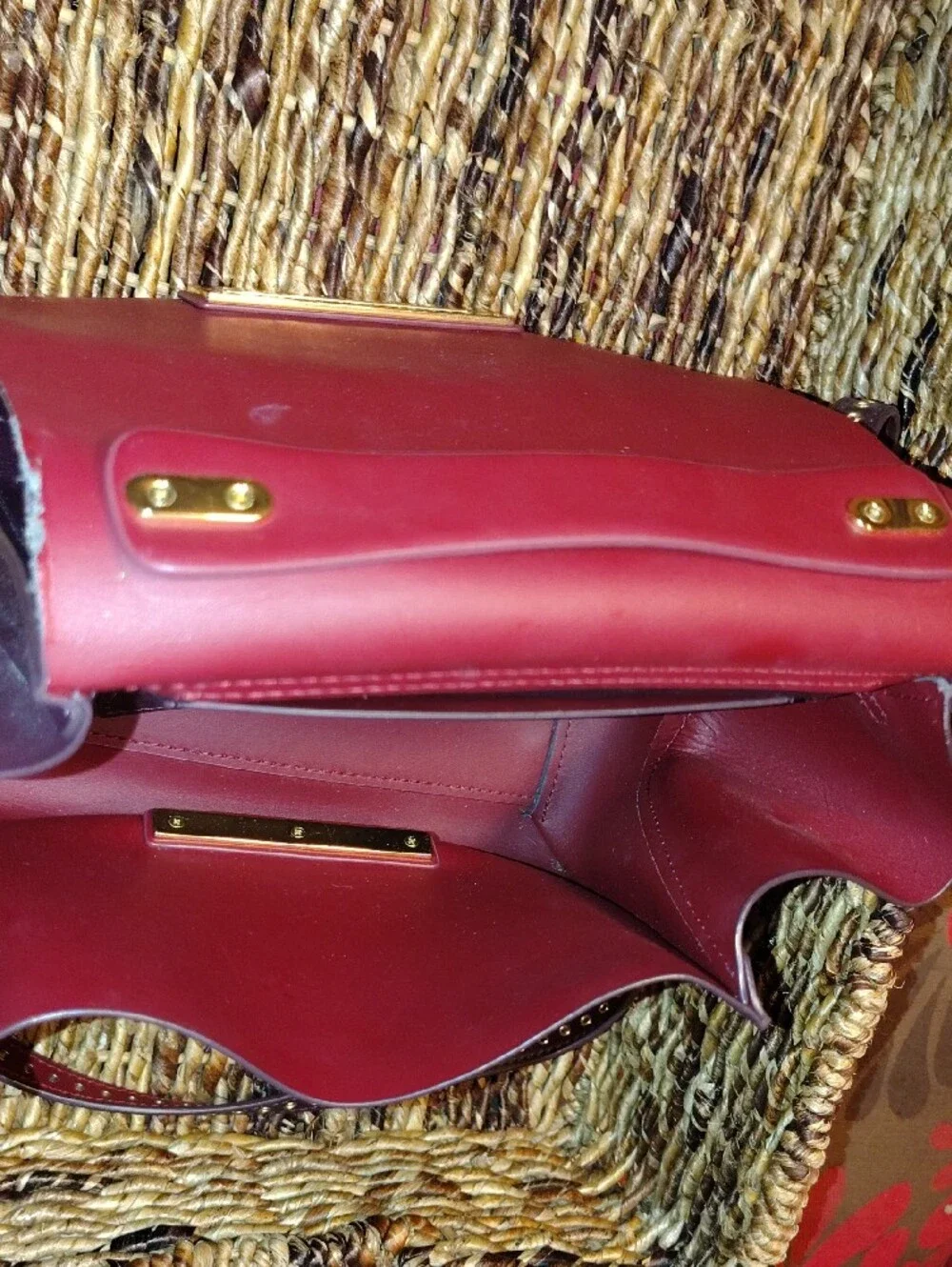 Designer Iconic Grommetted Crossbody Leather Top-Handle Satchel in Deep Plum